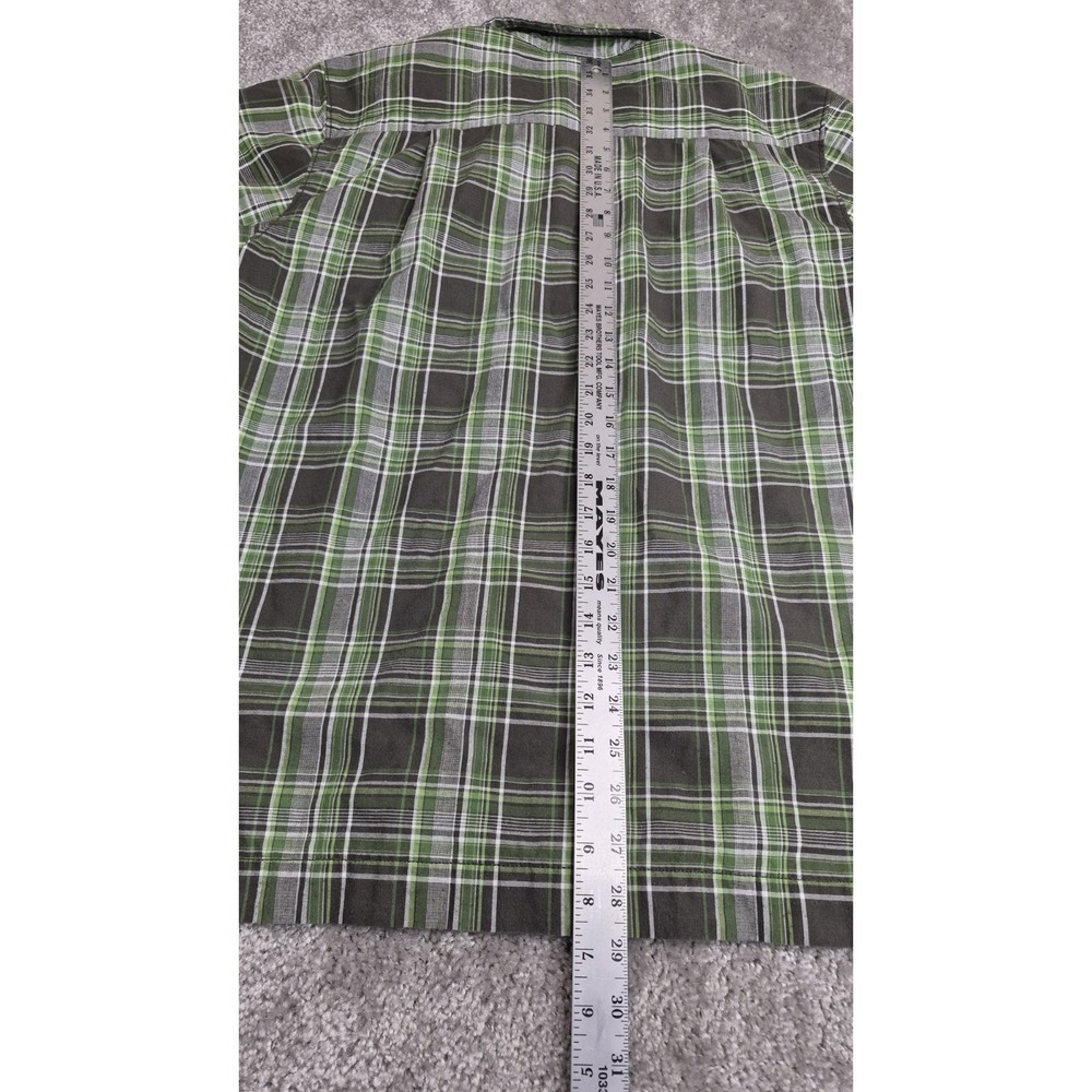 The North Face Long Sleeve Shirt Mens Large Button Up Green Plaid Cotton‎ Blend